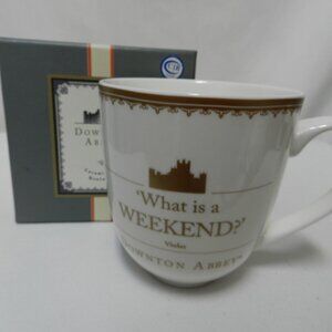 Downton Abbey "What is a Weekend?" Mug Tea Cup ceramic Micro Dish safe NEW NIB